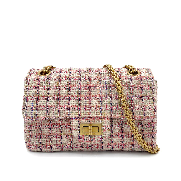 CHANEL 2.55 CHAIN SHOULDER BAG MULTICOLOR TWEED 90264534