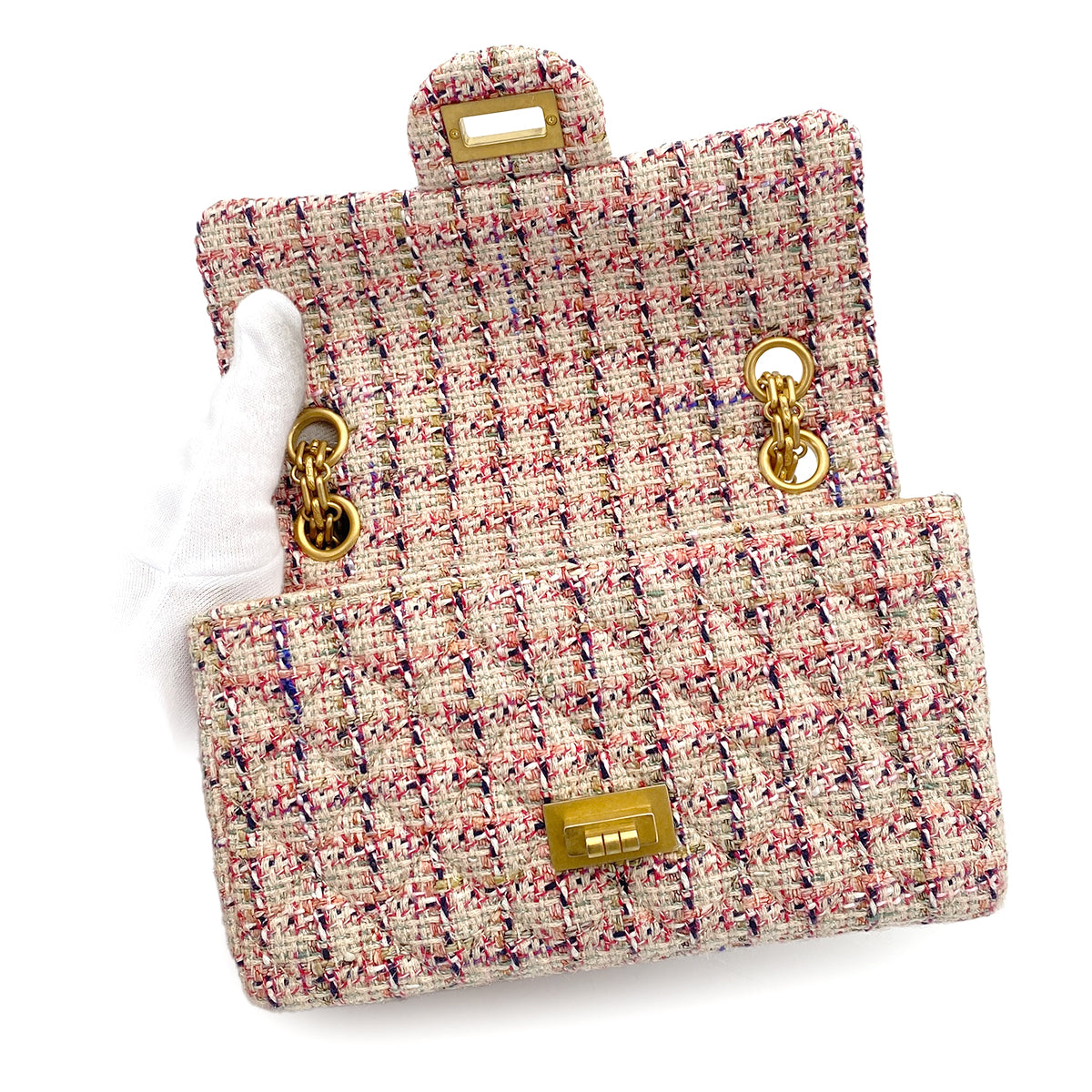 CHANEL 2.55 CHAIN SHOULDER BAG MULTICOLOR TWEED 90264534