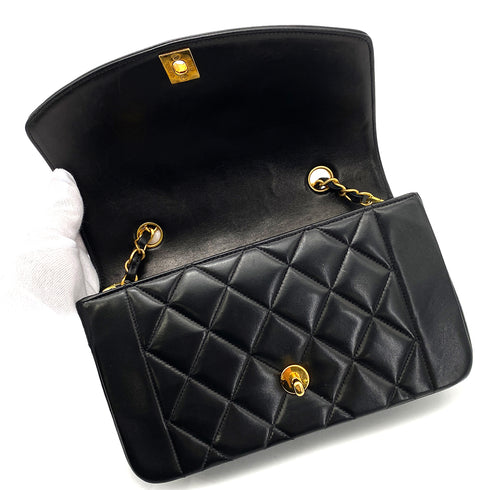 CHANEL VINTAGE DIANA SMALL CHAIN SHOULDER BAG BLACK LAMB SKIN 90264535 - PURPOSE