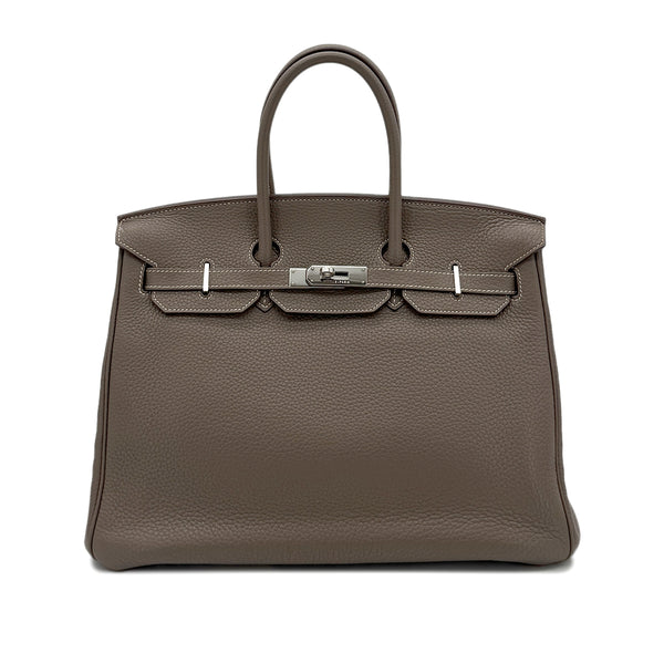 HERMES BIRKIN 35 ETOUPE TAURILLON CLEMENCE HAND BAG ▢O SHW 90264537 - PURPOSE