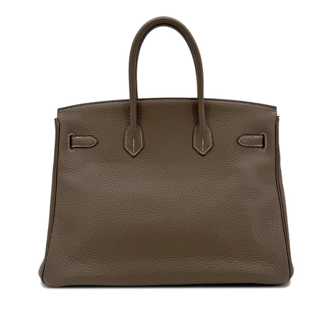 HERMES BIRKIN 35 ETOUPE TAURILLON CLEMENCE HAND BAG ▢O SHW 90264537 - PURPOSE