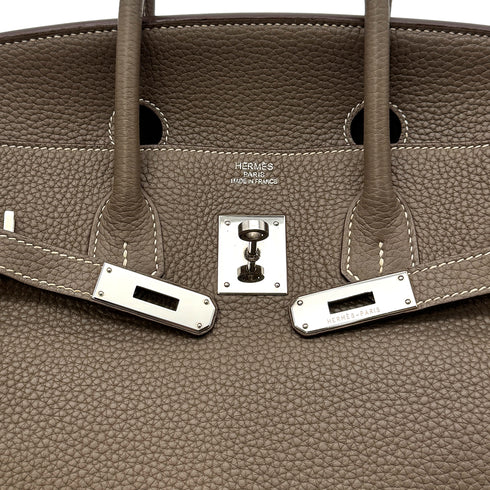 HERMES BIRKIN 35 ETOUPE TAURILLON CLEMENCE HAND BAG ▢O SHW 90264537 - PURPOSE