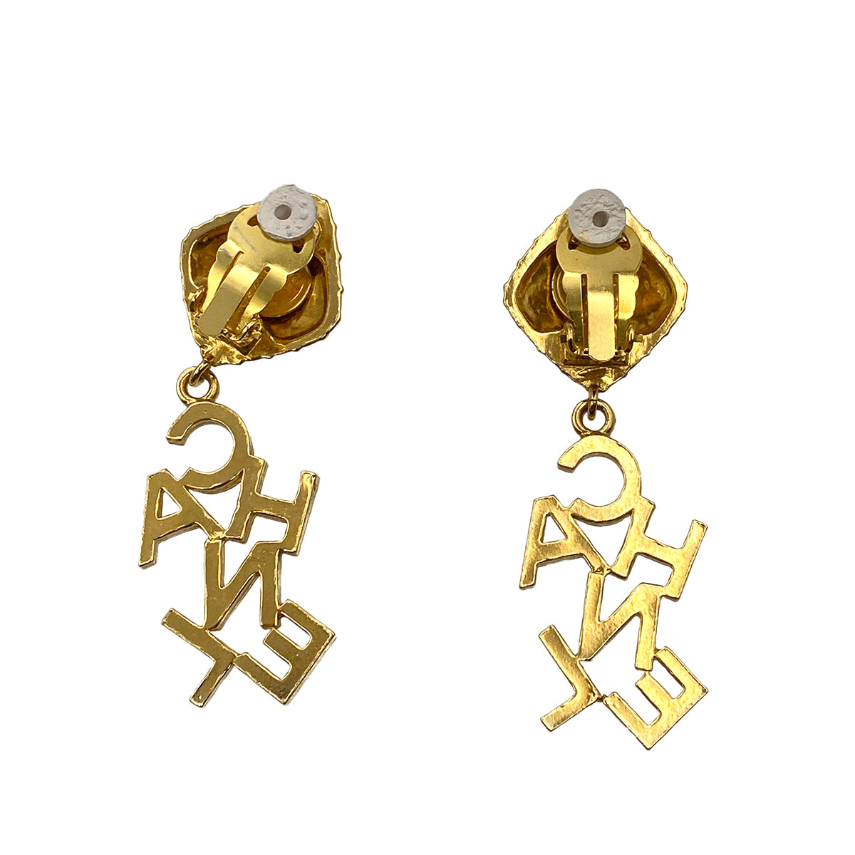 CHANEL VINTAGE EARRINGS LOGO SWING ACCESSORY 90264553