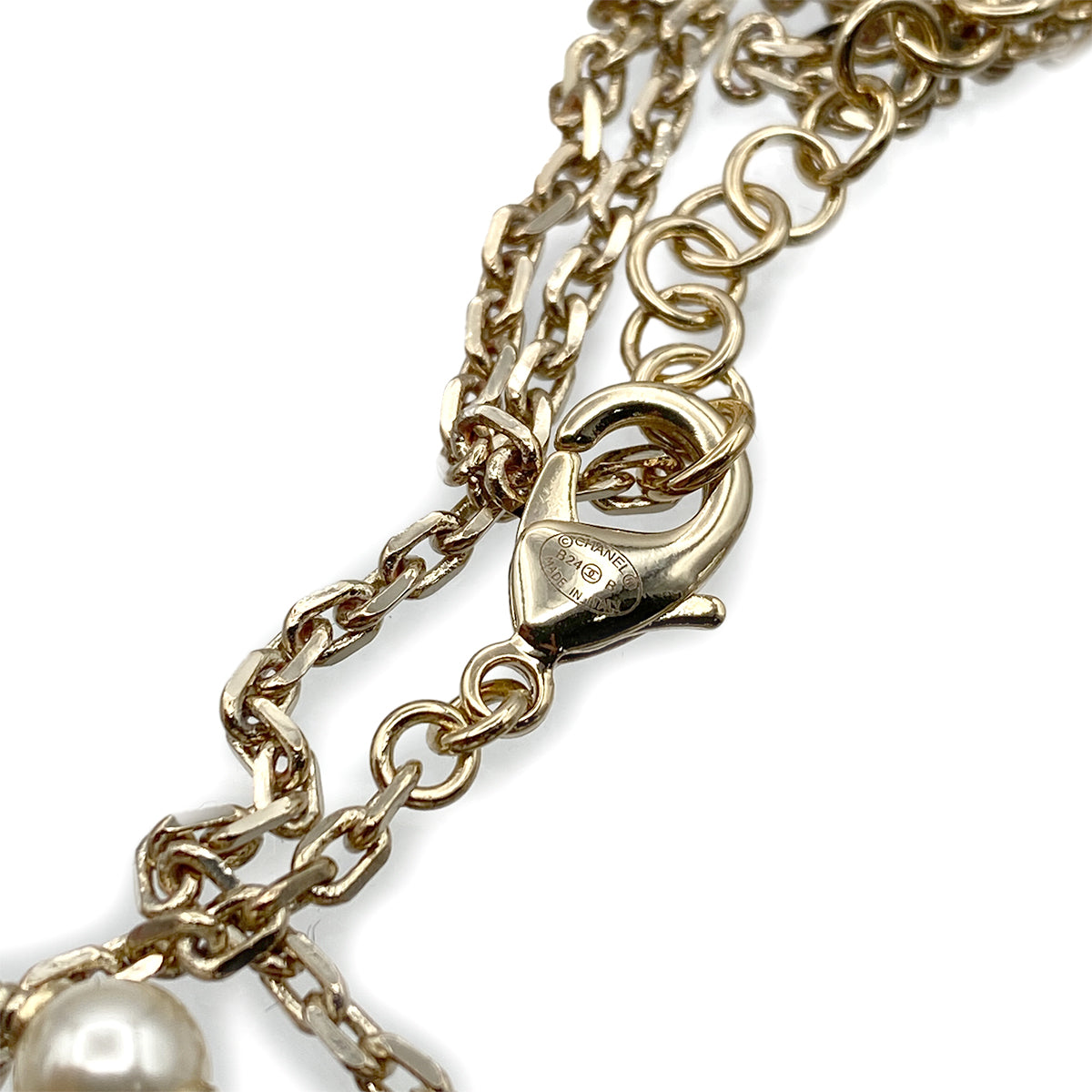 CHANEL NECKLACE COCOMARK FAUX PEARL RIBBON RHINESTONE ACCESSORY B24B 90264577