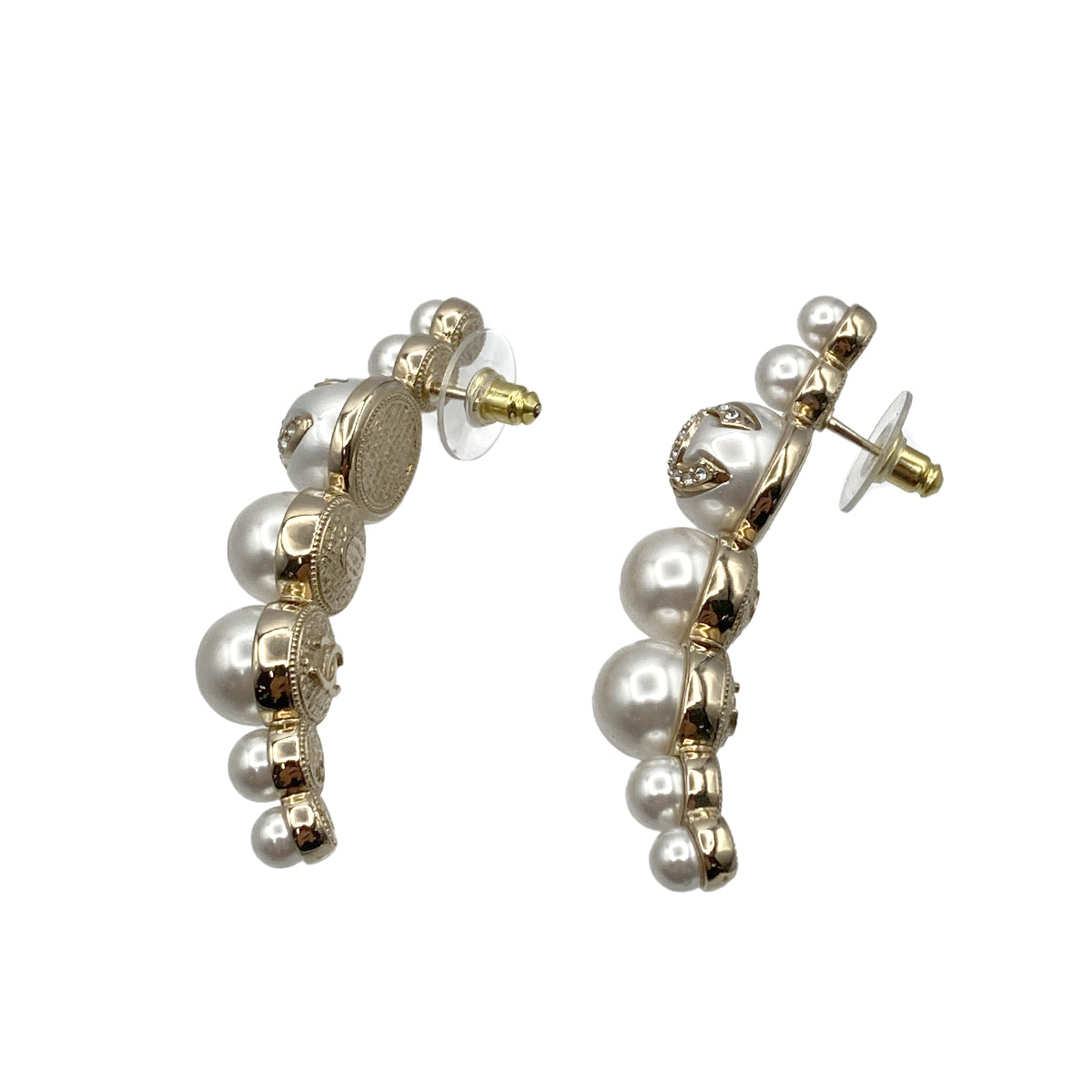 CHANEL EARRINGS COCOMARK RHINESTONE FAUX PEARL ACCESSORY I22S 90264584