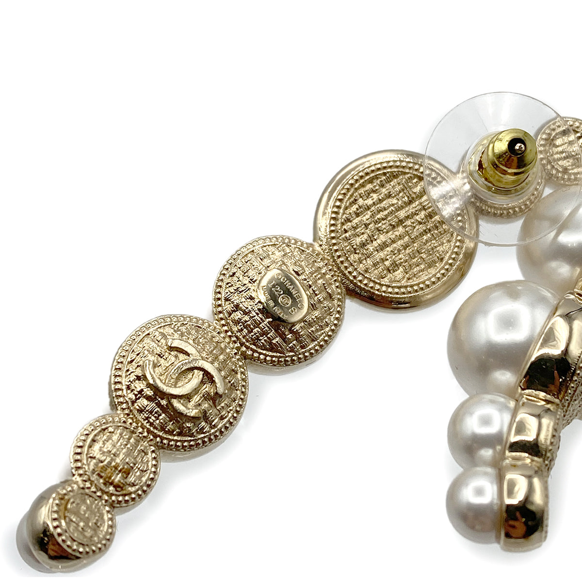 CHANEL EARRINGS COCOMARK RHINESTONE FAUX PEARL ACCESSORY I22S 90264584