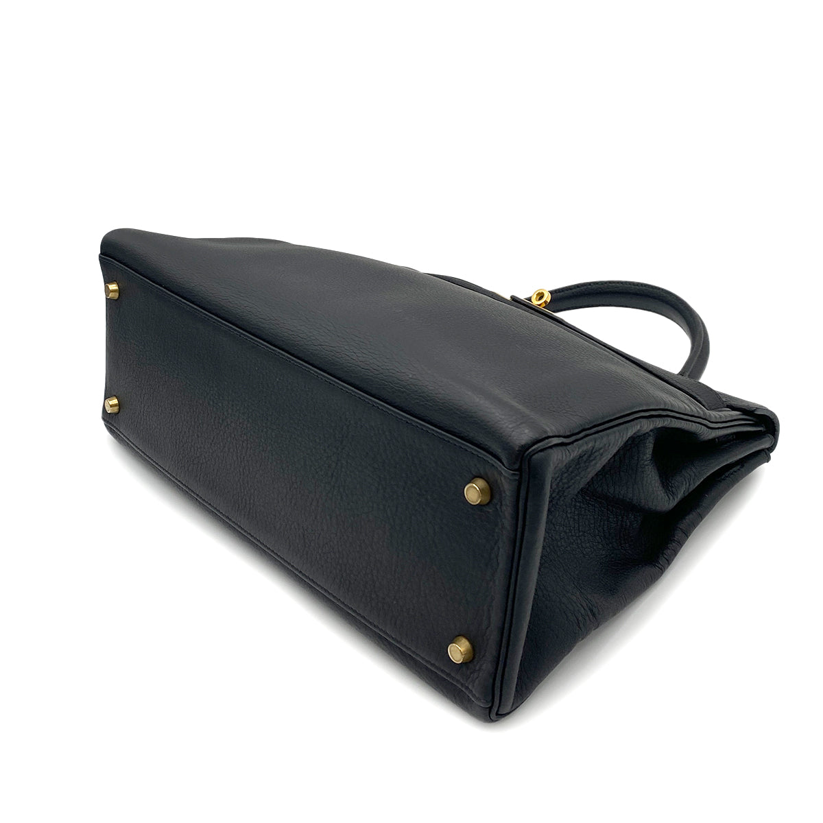 HERMES KELLY 35 RETOURNE BLACK TAURILLON CLEMENCE HAND SHOULDER BAG □A GHW 90264748