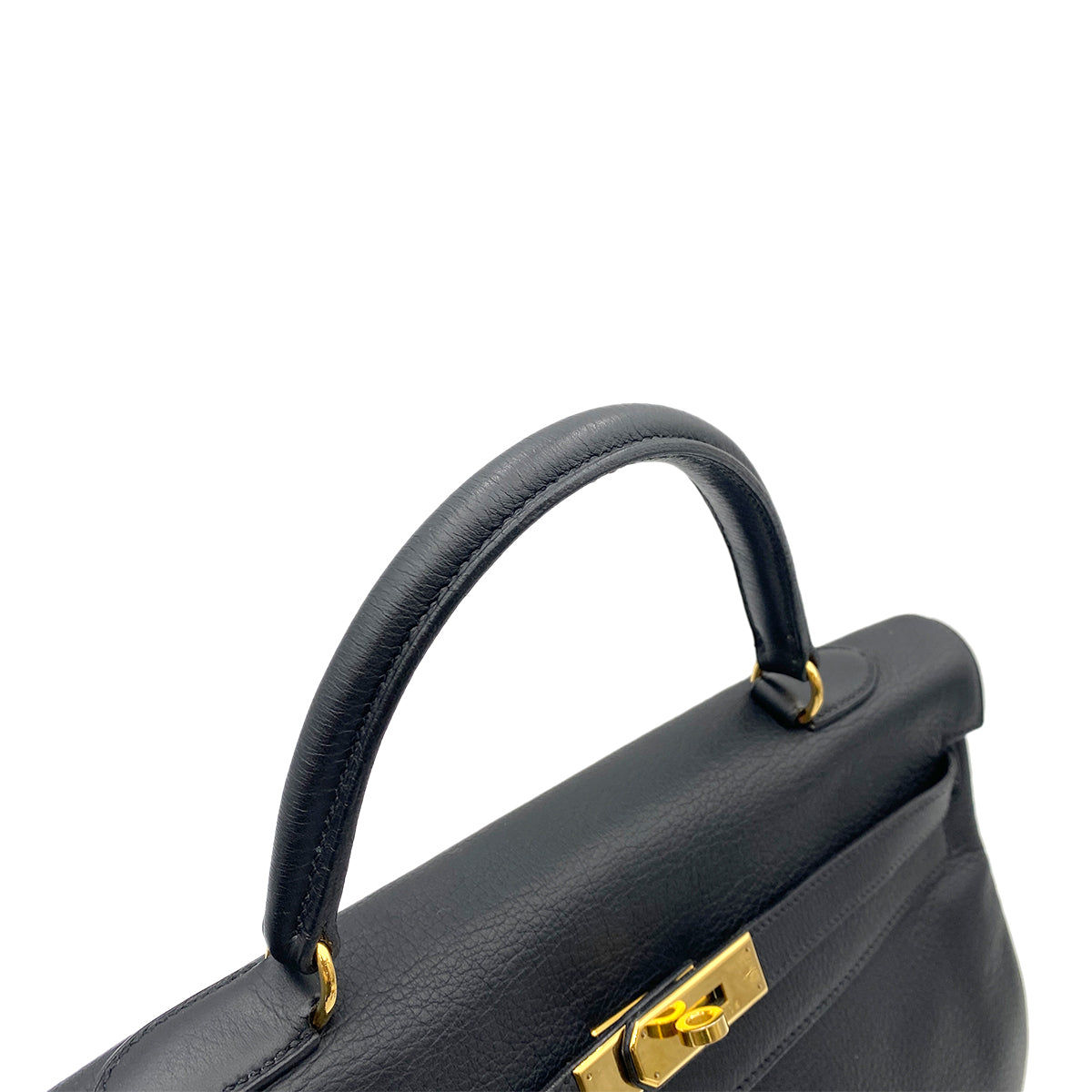 HERMES KELLY 35 RETOURNE BLACK TAURILLON CLEMENCE HAND SHOULDER BAG □A GHW 90264748