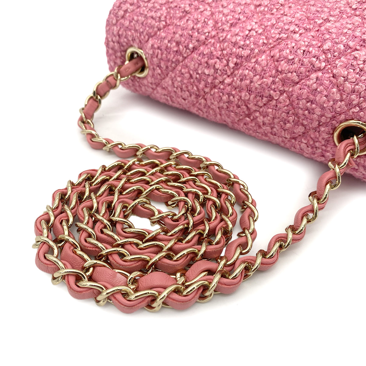 CHANEL MINI CHAIN SHOULDER BAG PINK TWEED 90264749