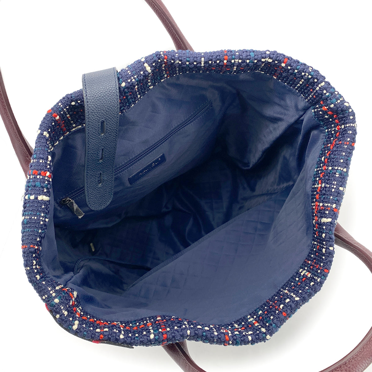 CHANEL AIRLINE CHAIN TOTE BACKPACK NAVY RED TWEED LEATHER 90264750