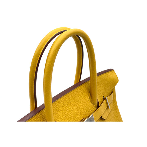HERMES BIRKIN 30 JAUNE AMBER TOGO HAND BAG D PALLADIUM HARDWARE 90264751 - PURPOSE