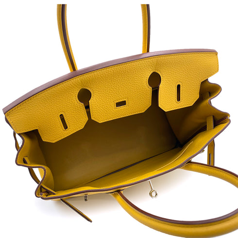 HERMES BIRKIN 30 JAUNE AMBER TOGO HAND BAG D PALLADIUM HARDWARE 90264751 - PURPOSE