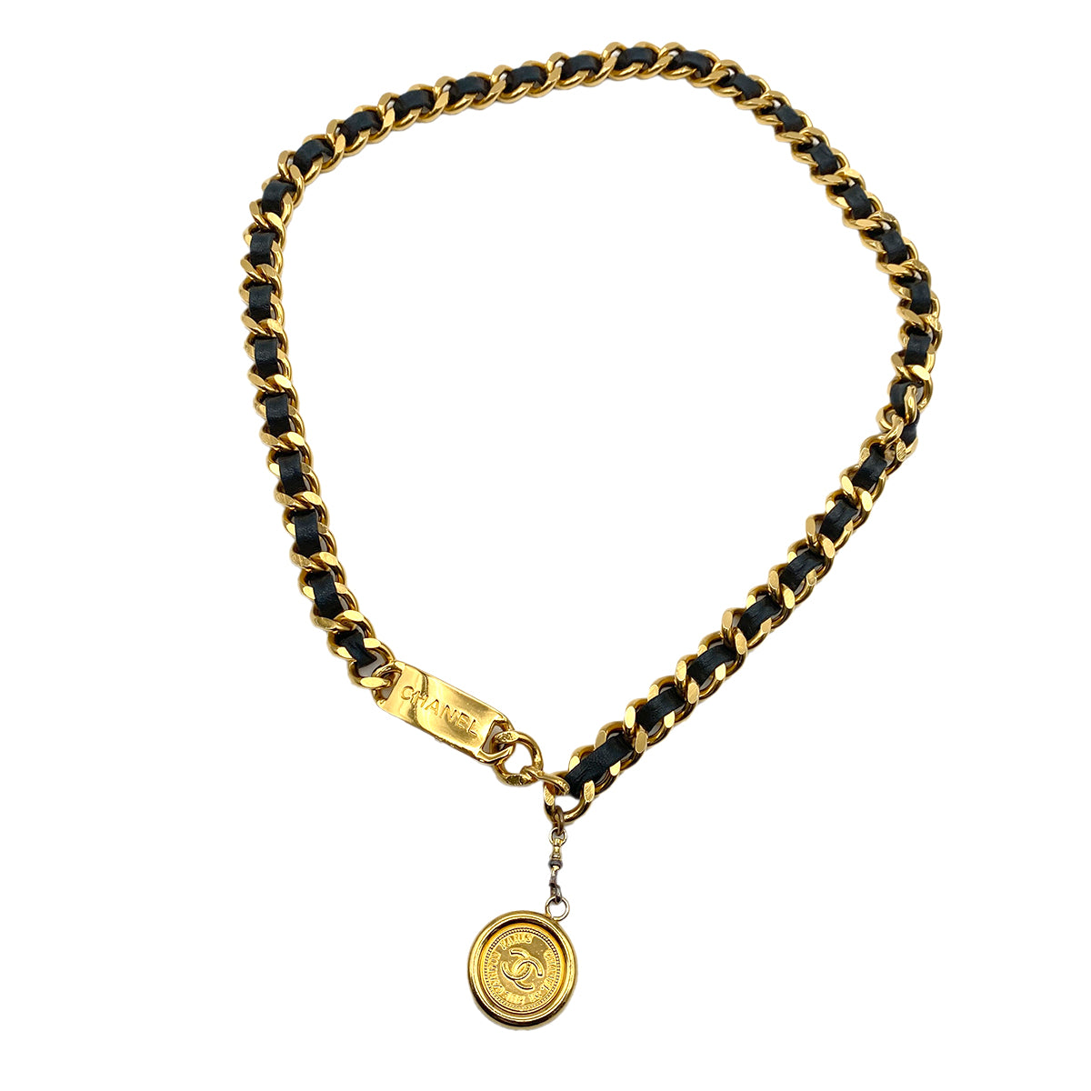 CHANEL VINTAGE CHAIN BELT LEATHER COCOMARK ACCESSORY 90264766