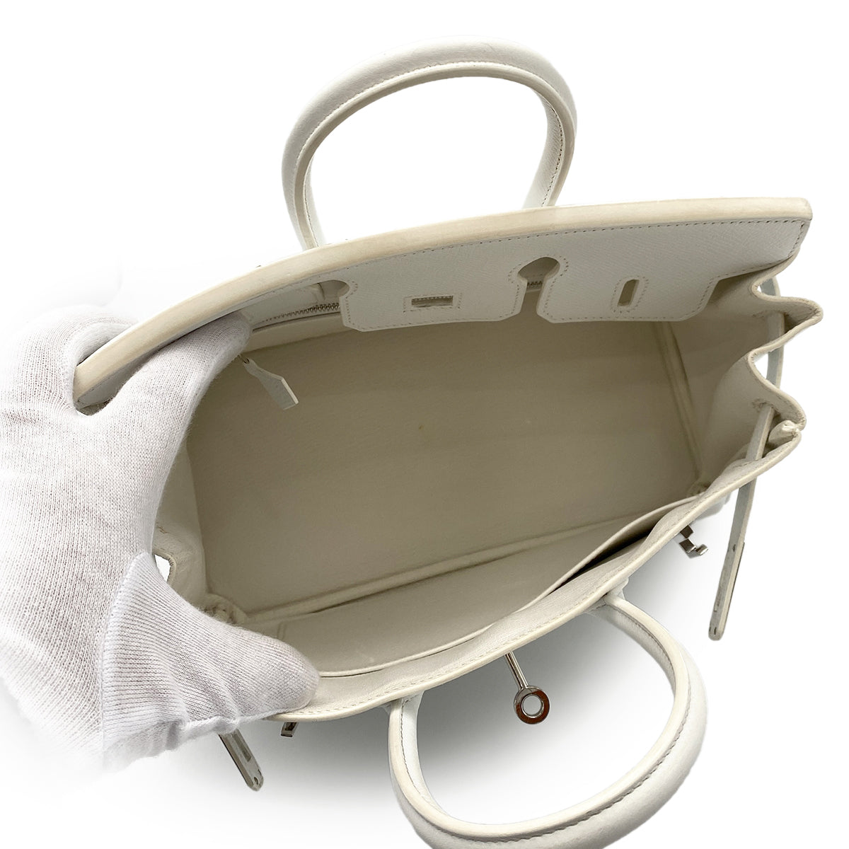 HERMES BIRKIN 25 WHITE EPSOM HAND BAG □P SHW 90264768
