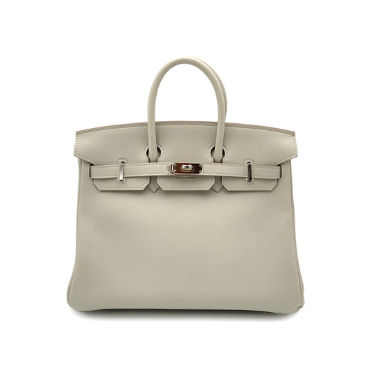 HERMES BIRKIN 25 GRIS PERLE SWIFT HAND BAG A SHW 90264791