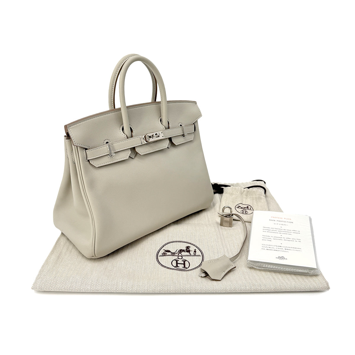HERMES BIRKIN 25 GRIS PERLE SWIFT HAND BAG A SHW 90264791