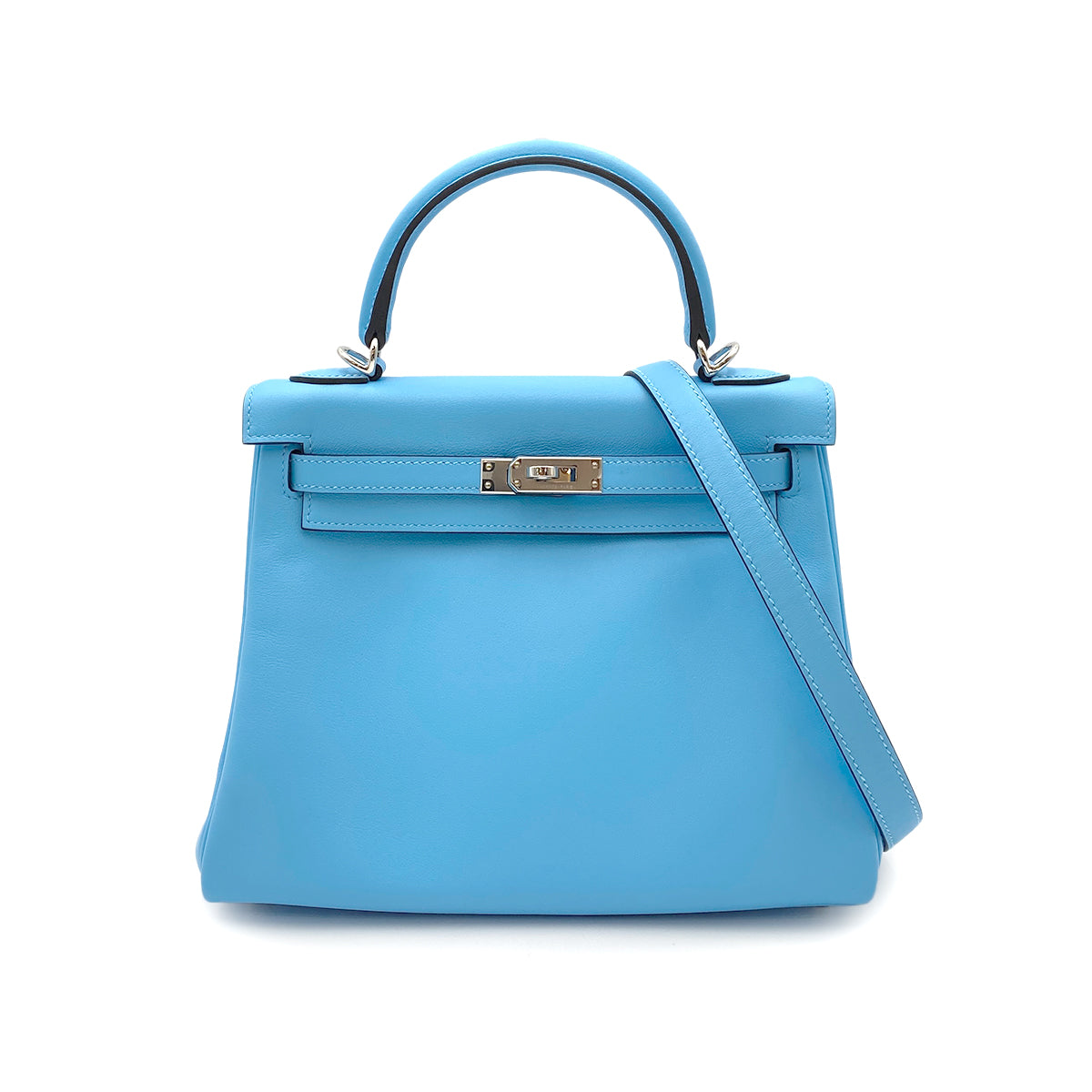 HERMES KELLY 25 RETOURNE CELESTE SWIFT HAND SHOULDER BAG W SHW 90264803