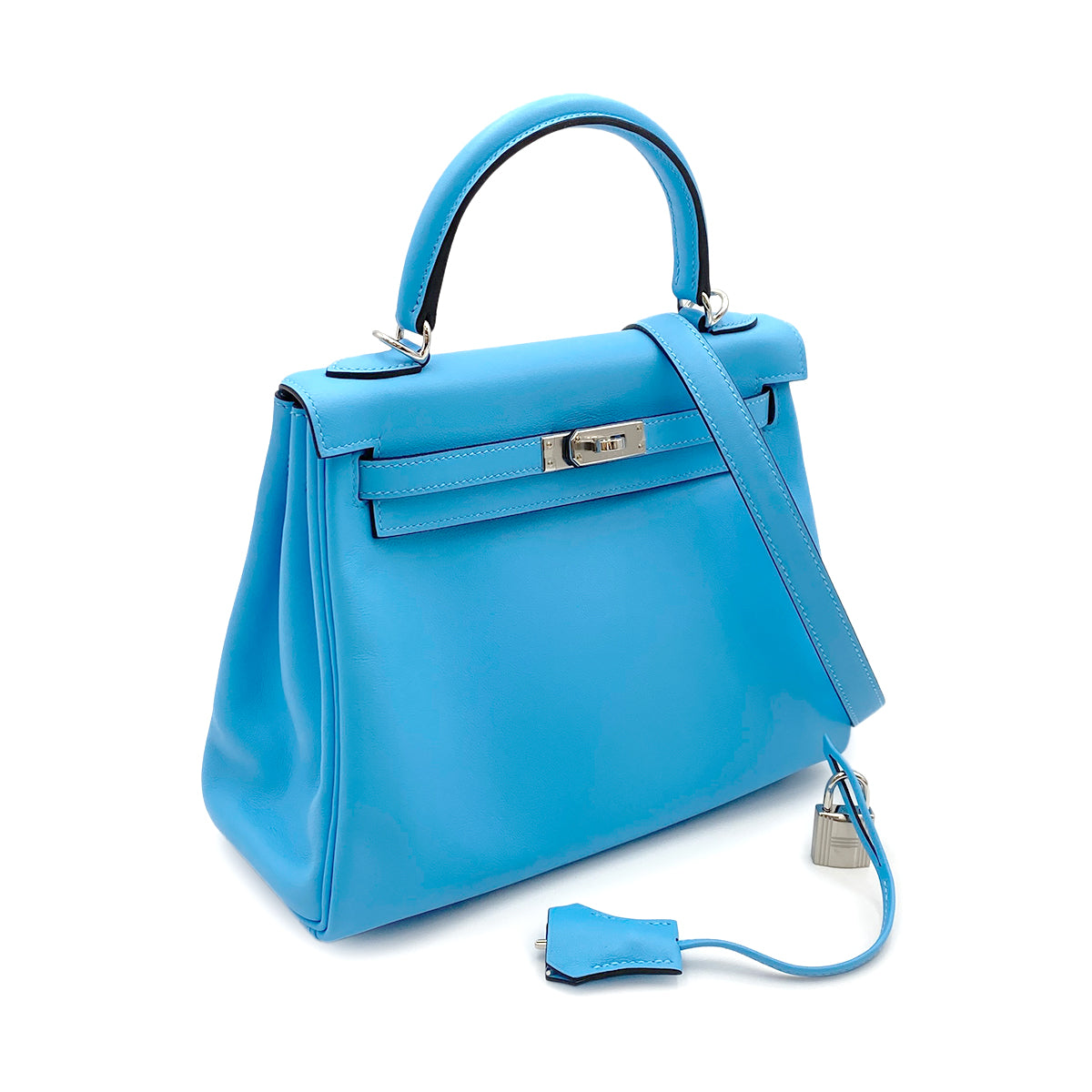 HERMES KELLY 25 RETOURNE CELESTE SWIFT HAND SHOULDER BAG W SHW 90264803