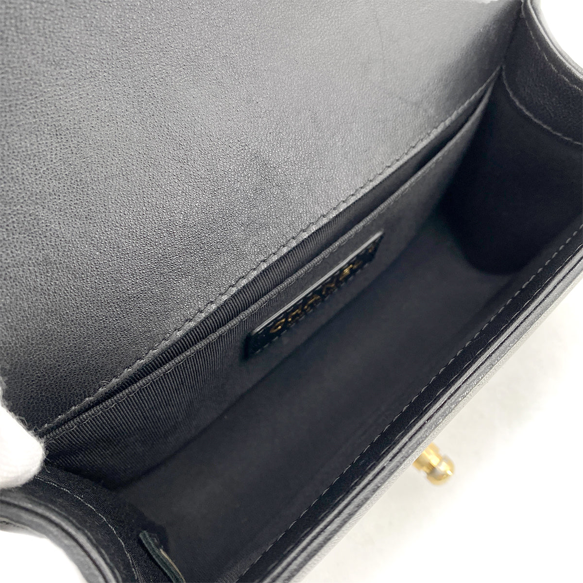 CHANEL BOY CHANEL MINI CHAIN SHOULDER BAG BLACK LEATHER TWEED 90264806