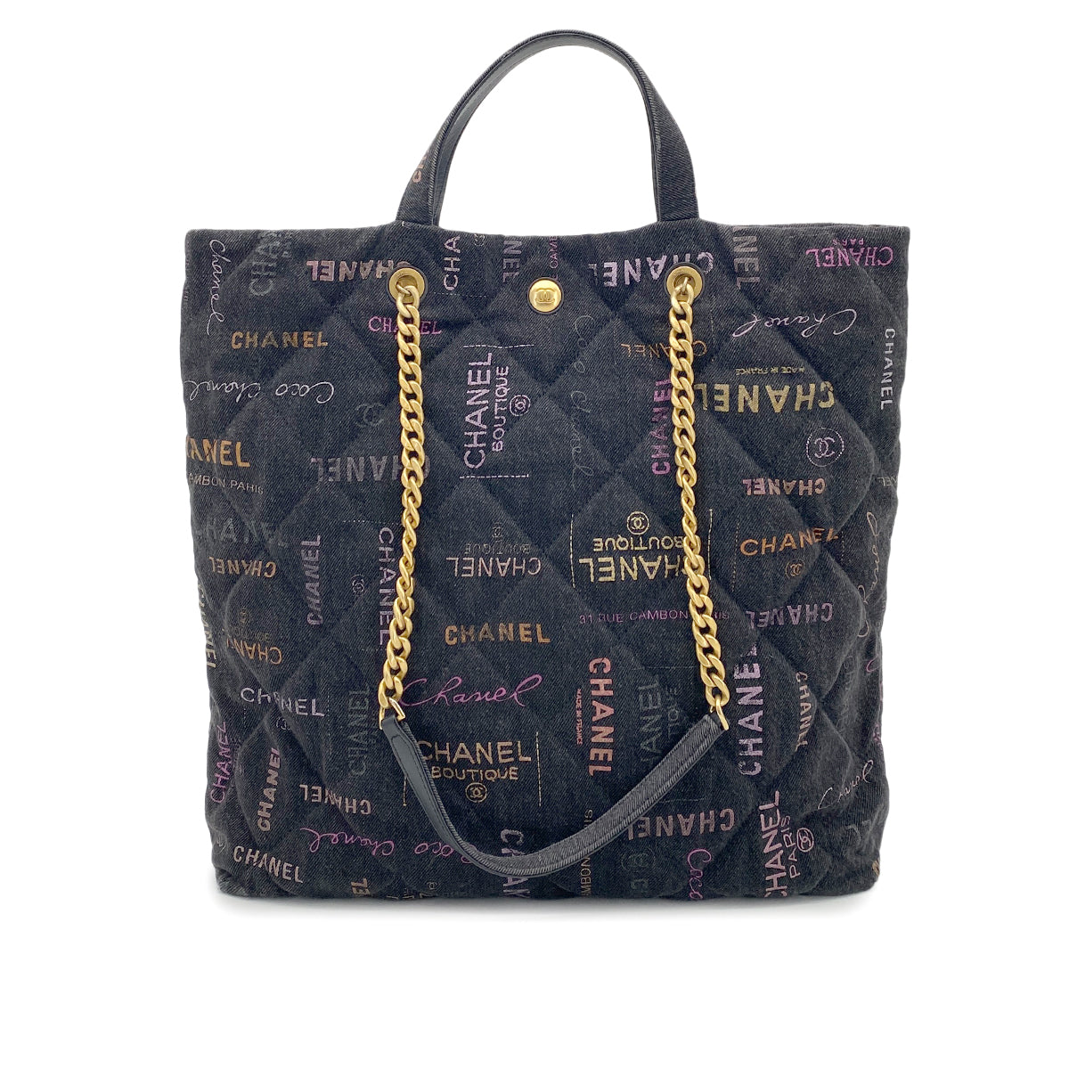 CHANEL MAXI SHOPPINGBAG 2WAY TOTE BAG BLACK DENIM 90265297