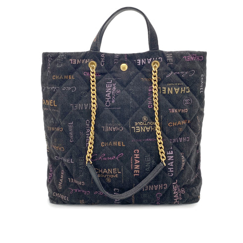 CHANEL MAXI SHOPPINGBAG 2WAY TOTE BAG BLACK DENIM 90265297 - PURPOSE