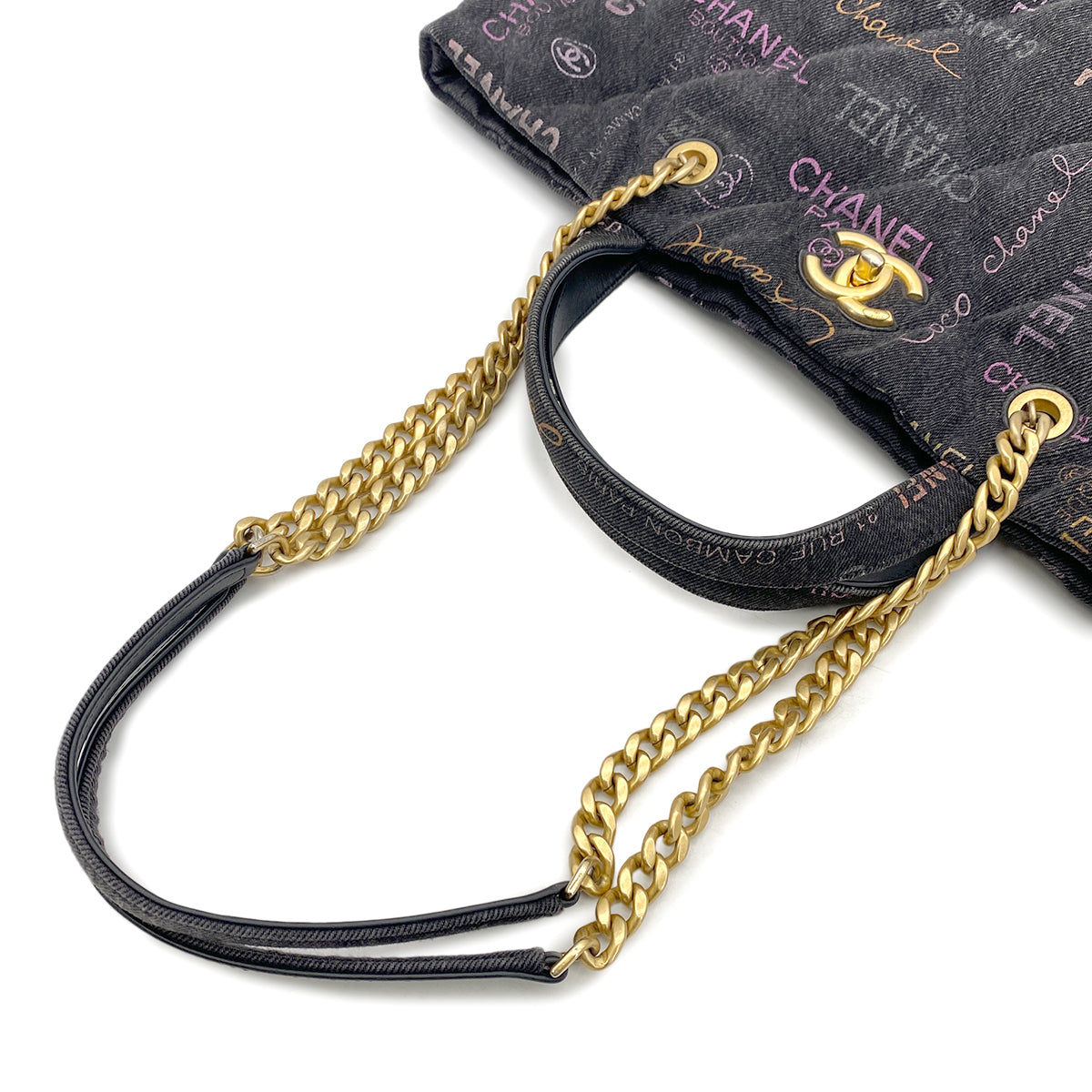 CHANEL MAXI SHOPPINGBAG 2WAY TOTE BAG BLACK DENIM 90265297