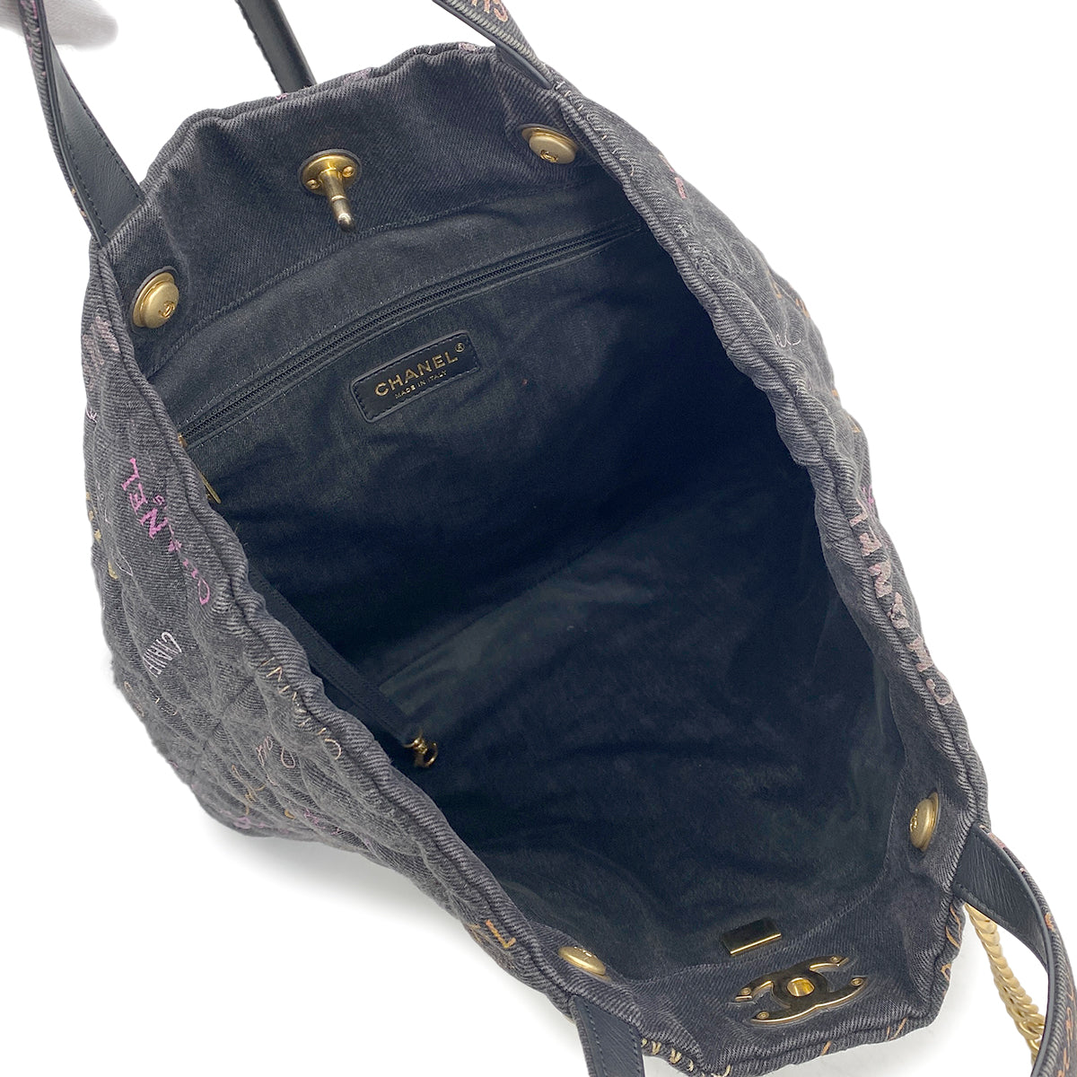 CHANEL MAXI SHOPPINGBAG 2WAY TOTE BAG BLACK DENIM 90265297