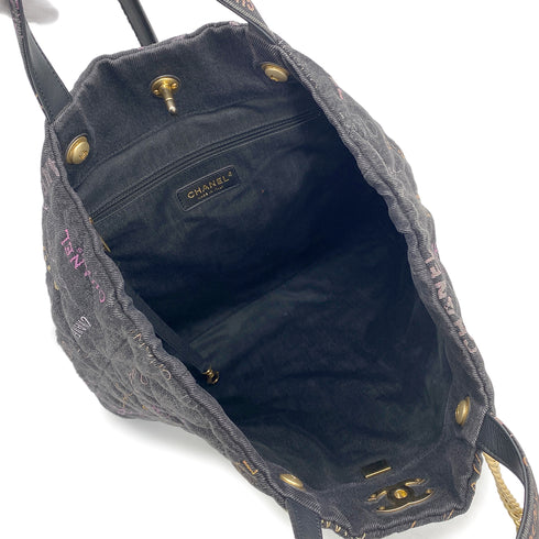 CHANEL MAXI SHOPPINGBAG 2WAY TOTE BAG BLACK DENIM 90265297 - PURPOSE
