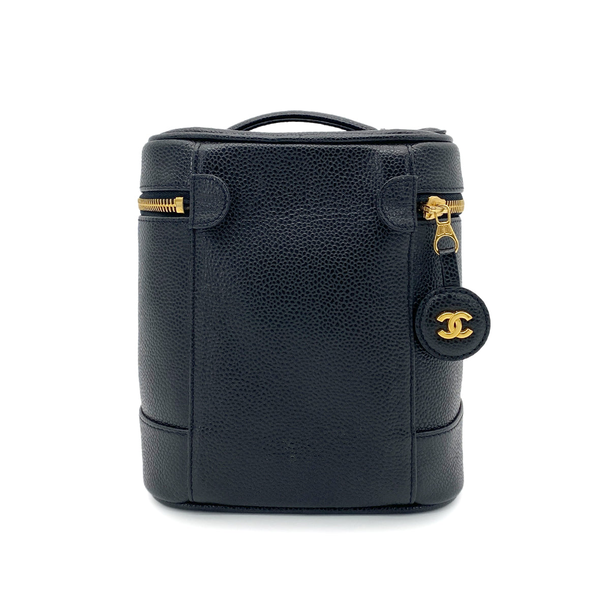 CHANEL VINTAGE VANITY HAND BAG BLACK CAVIAR SKIN 90265305