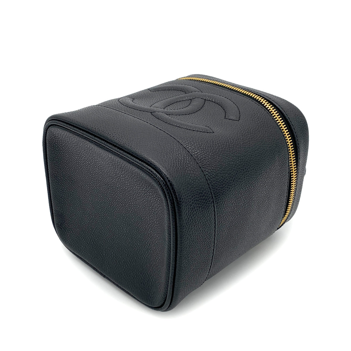 CHANEL VINTAGE VANITY HAND BAG BLACK CAVIAR SKIN 90265305