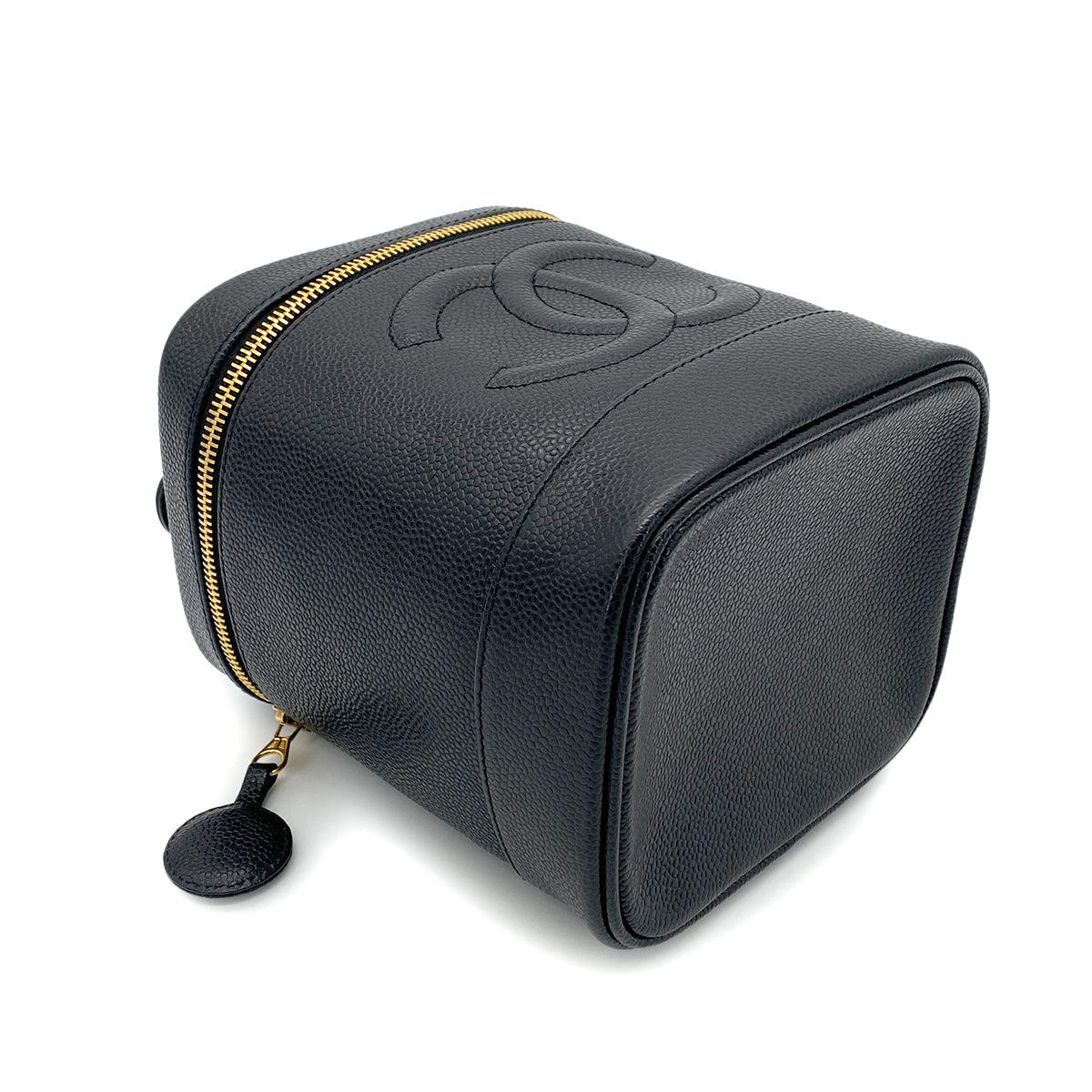 CHANEL VINTAGE VANITY HAND BAG BLACK CAVIAR SKIN 90265305