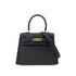 HERMES MINI KELLY 20 BLACK DEBRIS SATIN PLEATS HAND SHOULDER BAG 〇U GHW 90265308 - PURPOSE