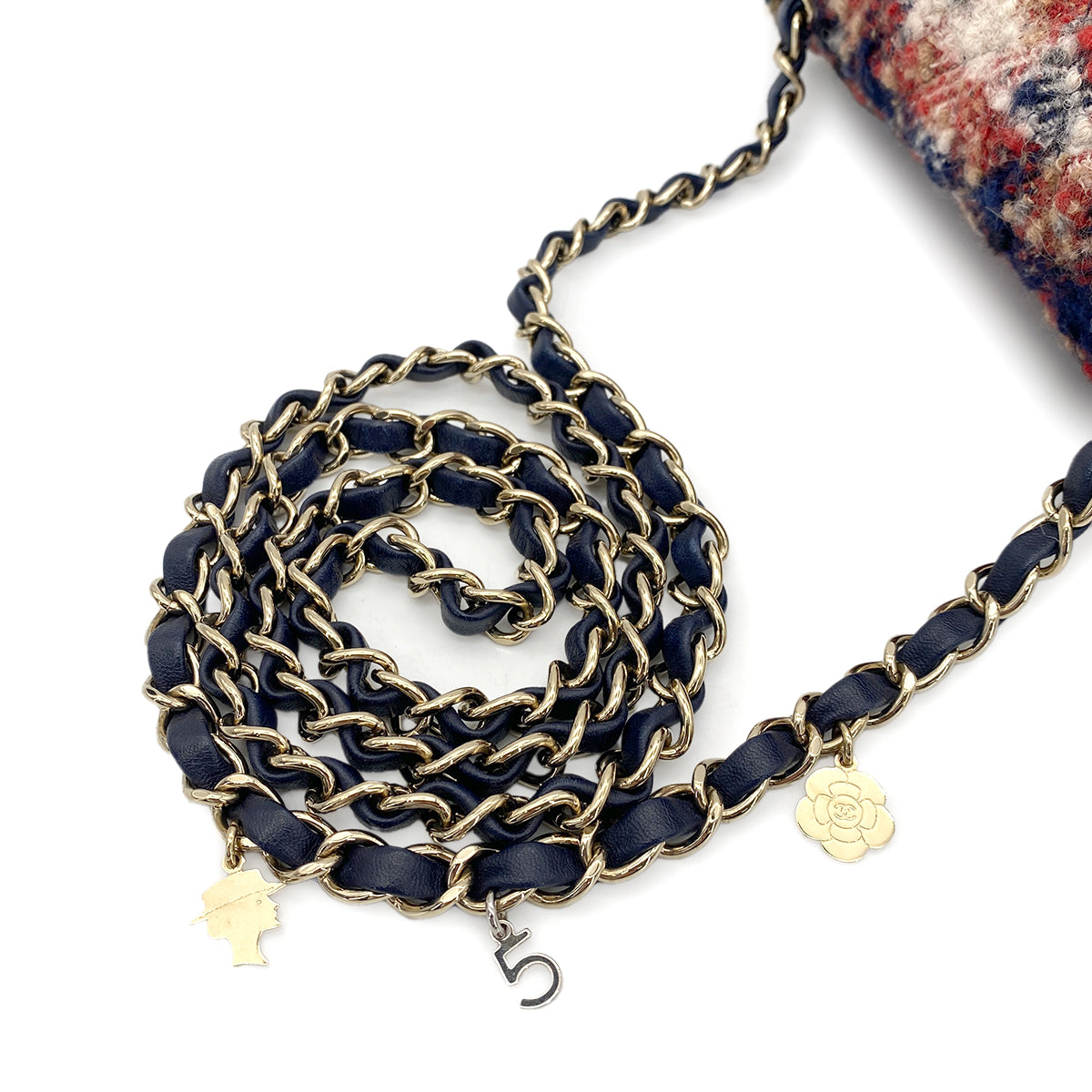 CHANEL MATELASSE MINI CHAIN SHOULDER BAG ICON CHARM MULTI COLOR TWEED 90265311