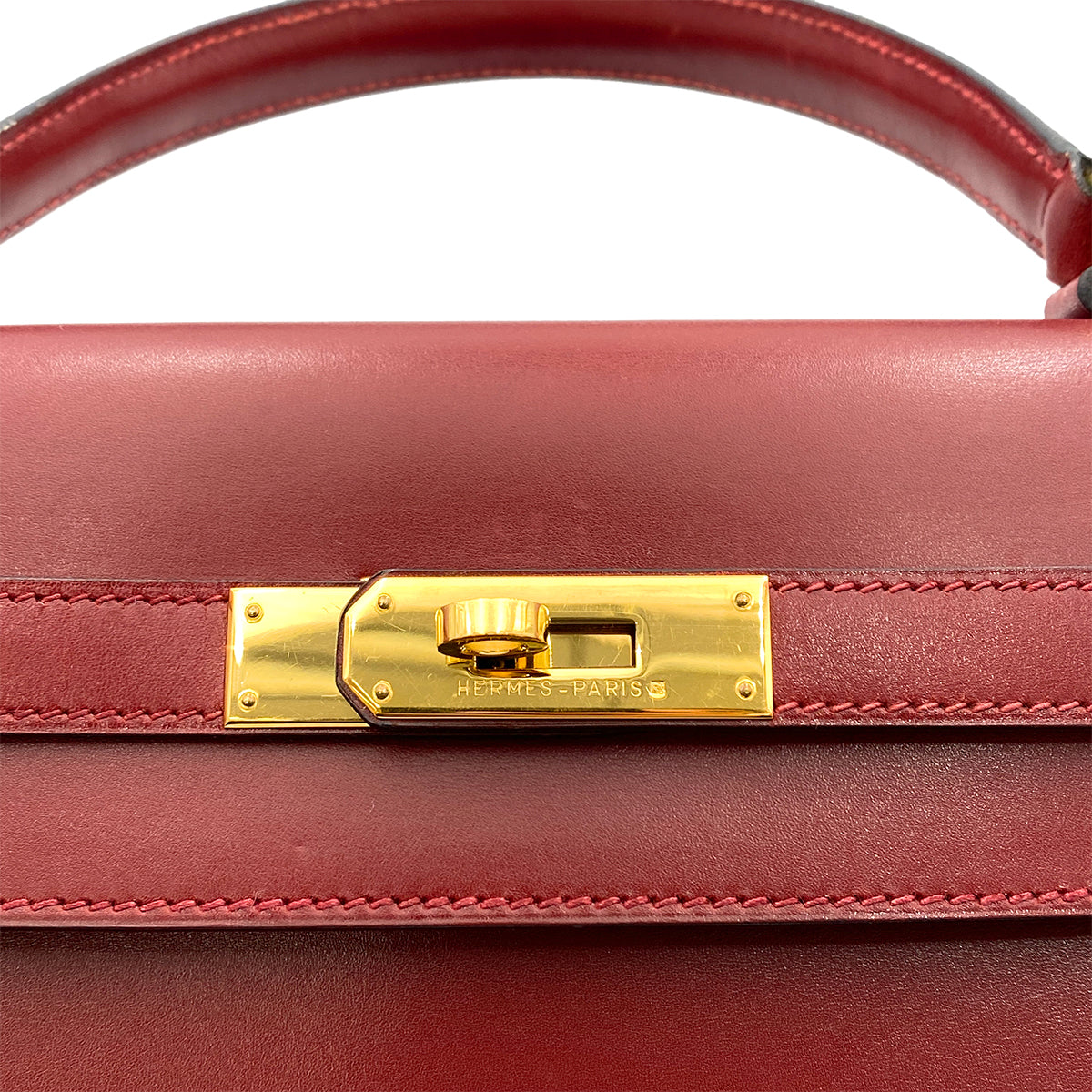 HERMES KELLY 35 SELLIER ROUGE H BOXCALF HAND SHOULDER BAG 〇Z GHW 90265315