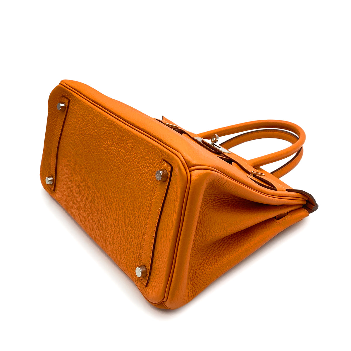 HERMES BIRKIN 30 ORANGE TAURILLON CLEMENCE HAND BAG □Q SHW 90265316