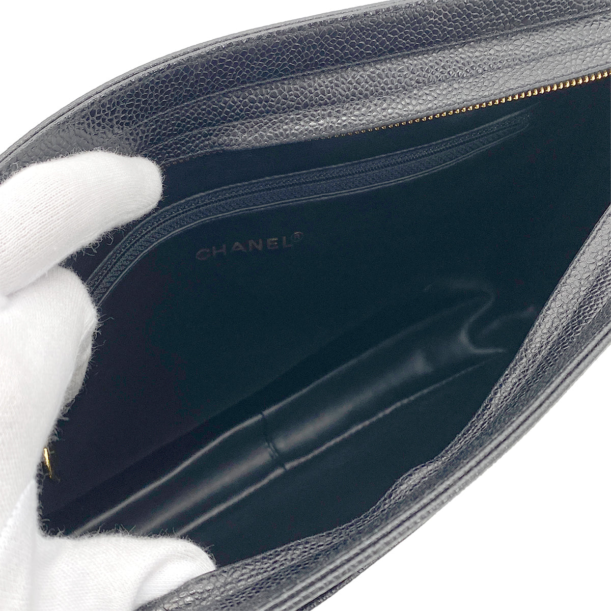 CHANEL VINTAGE TRIPLE COCO CHAIN TOTE BAG BLACK CAVIAR SKIN 90265317