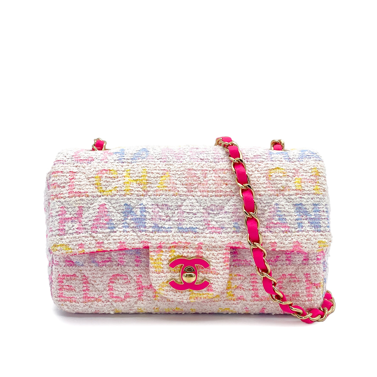 CHANEL CHAIN SHOULDER BAG MULTICOLOR TWEED 90265319
