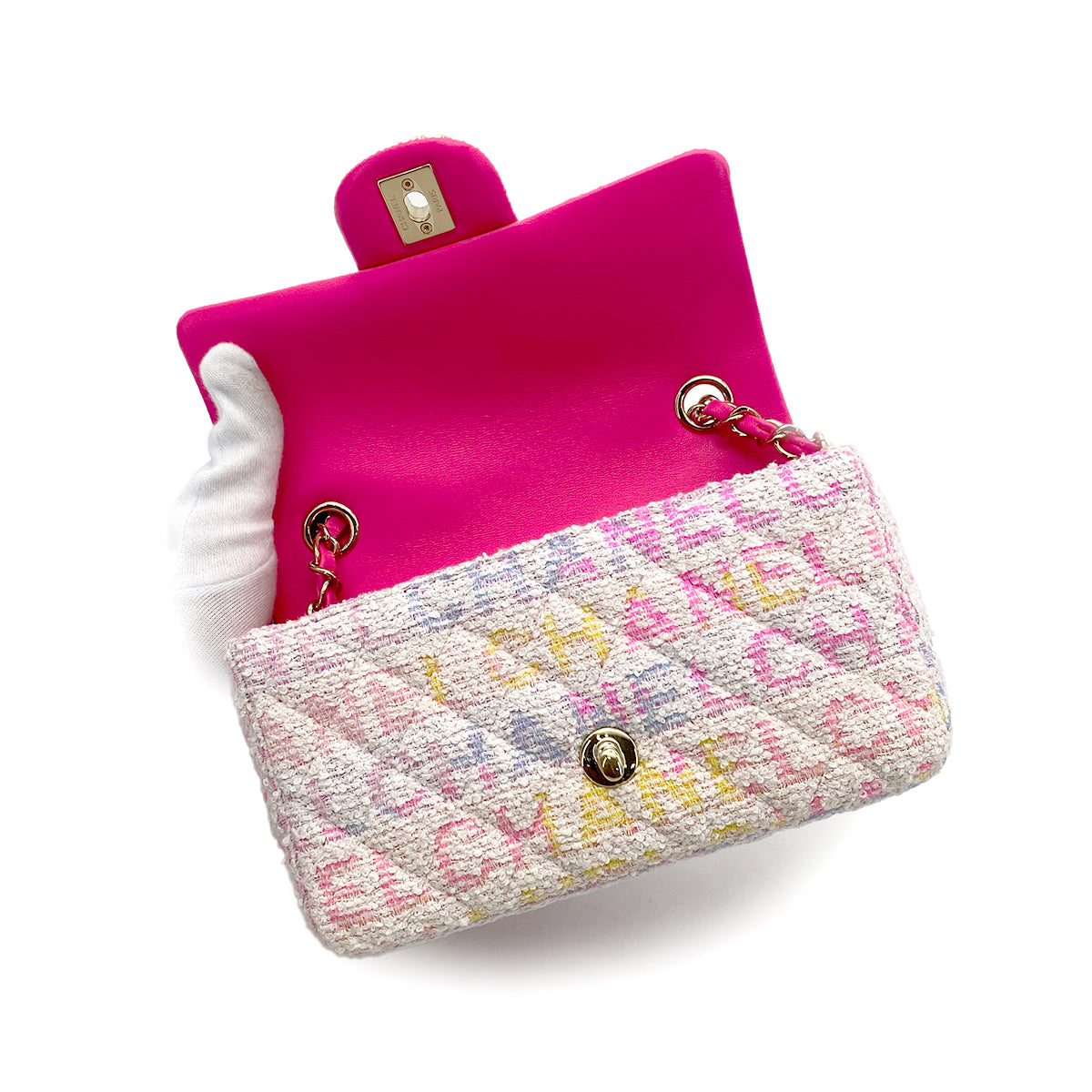 CHANEL CHAIN SHOULDER BAG MULTICOLOR TWEED 90265319