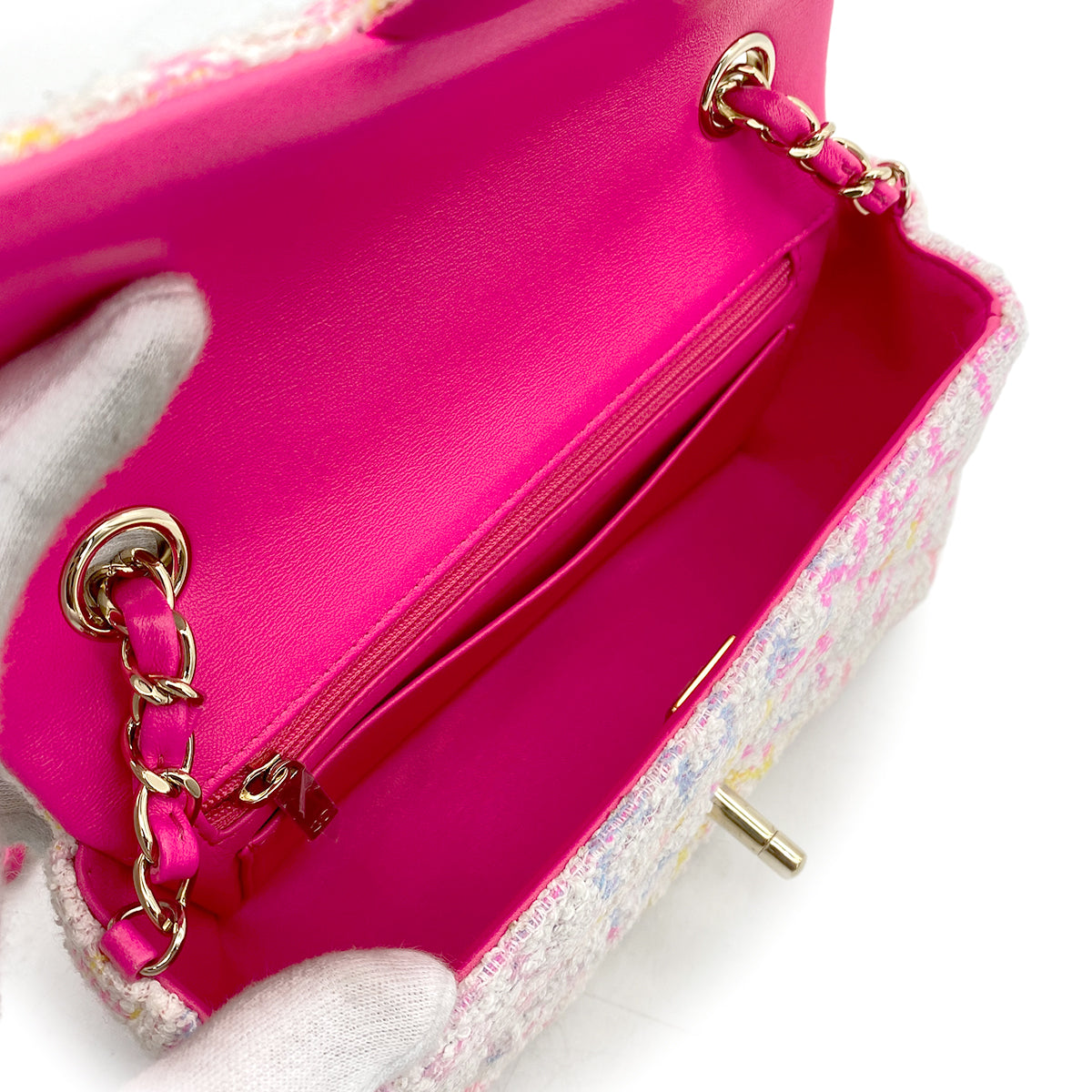 CHANEL CHAIN SHOULDER BAG MULTICOLOR TWEED 90265319