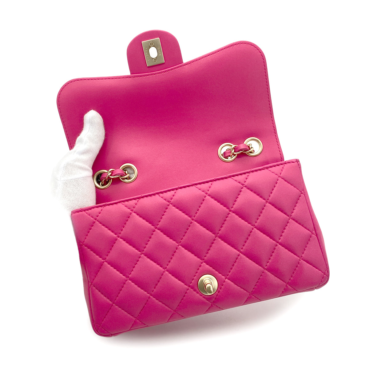CHANEL MATELASSE CHAIN SHOULDER BAG PINK LAMB SKIN 90265320