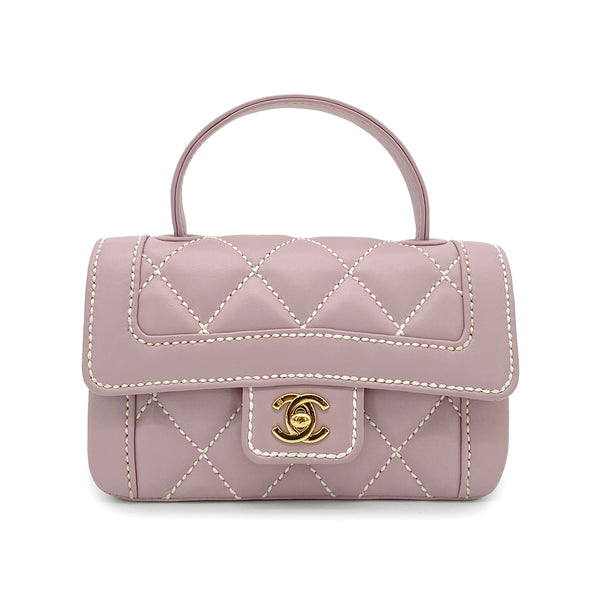 CHANEL VINTAGE WILD STITCH HAND BAG PURPLE LAMB SKIN 90265322 - PURPOSE