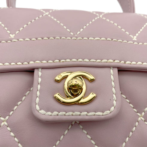 CHANEL VINTAGE WILD STITCH HAND BAG PURPLE LAMB SKIN 90265322 - PURPOSE
