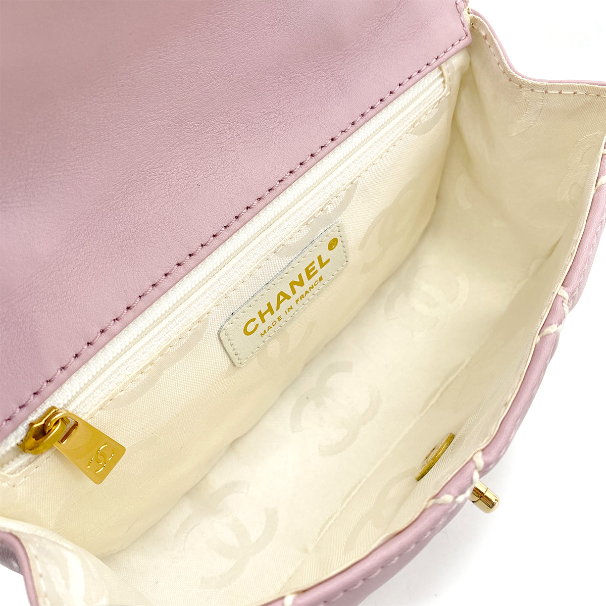 CHANEL VINTAGE WILD STITCH HAND BAG PURPLE LAMB SKIN 90265322