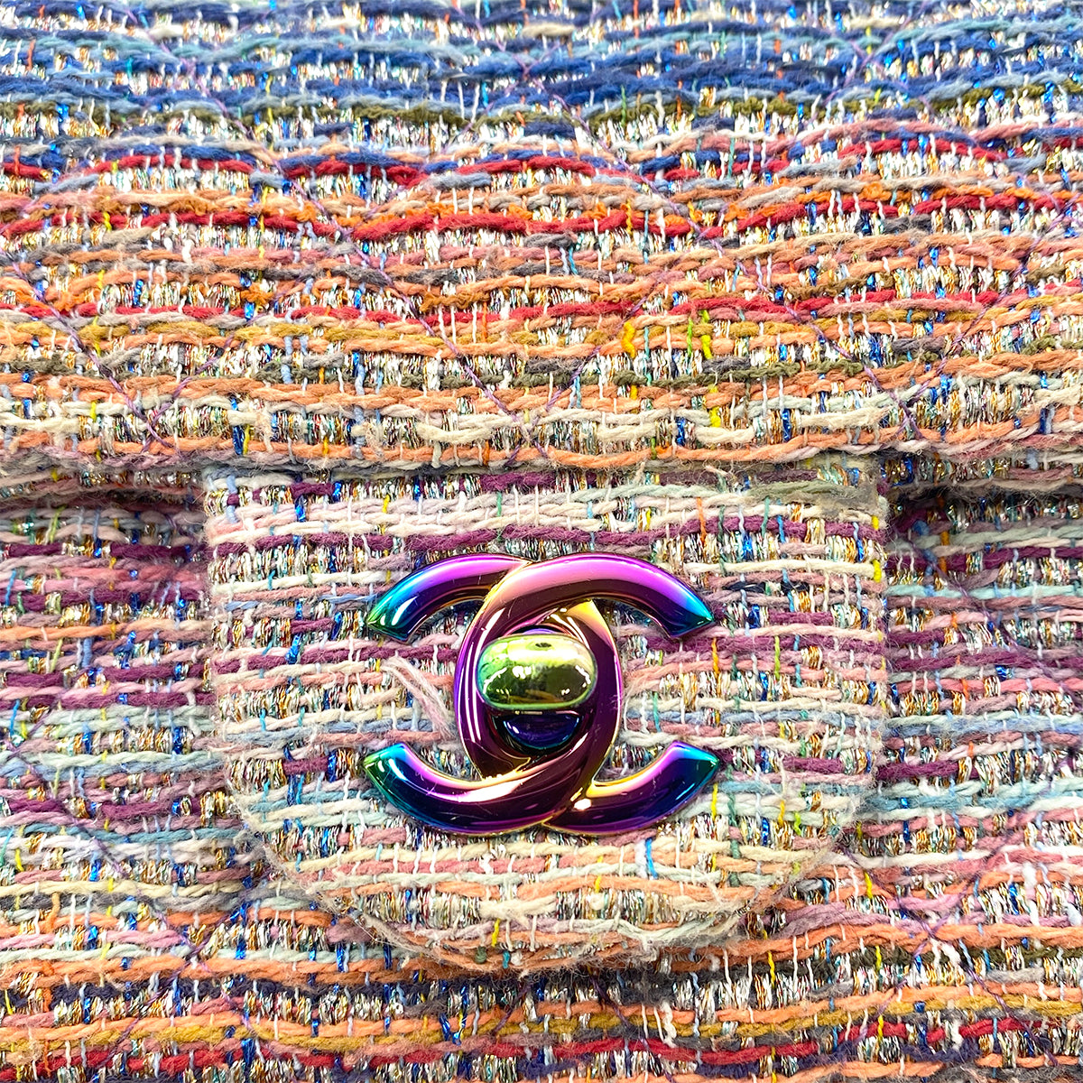 CHANEL MATELASSE CHAIN SHOULDER BAG MULTICOLOR TWEED 90265323