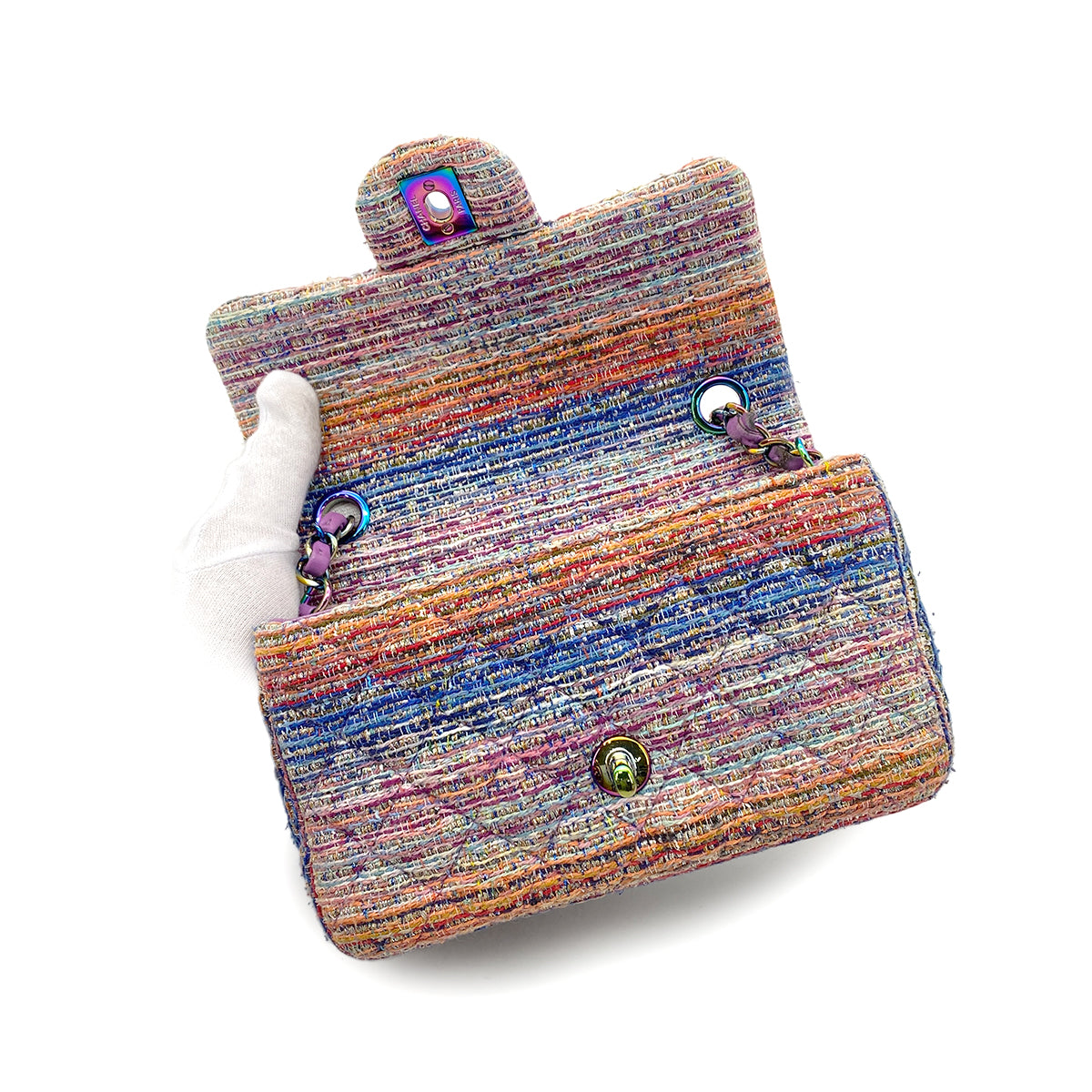 CHANEL MATELASSE CHAIN SHOULDER BAG MULTICOLOR TWEED 90265323