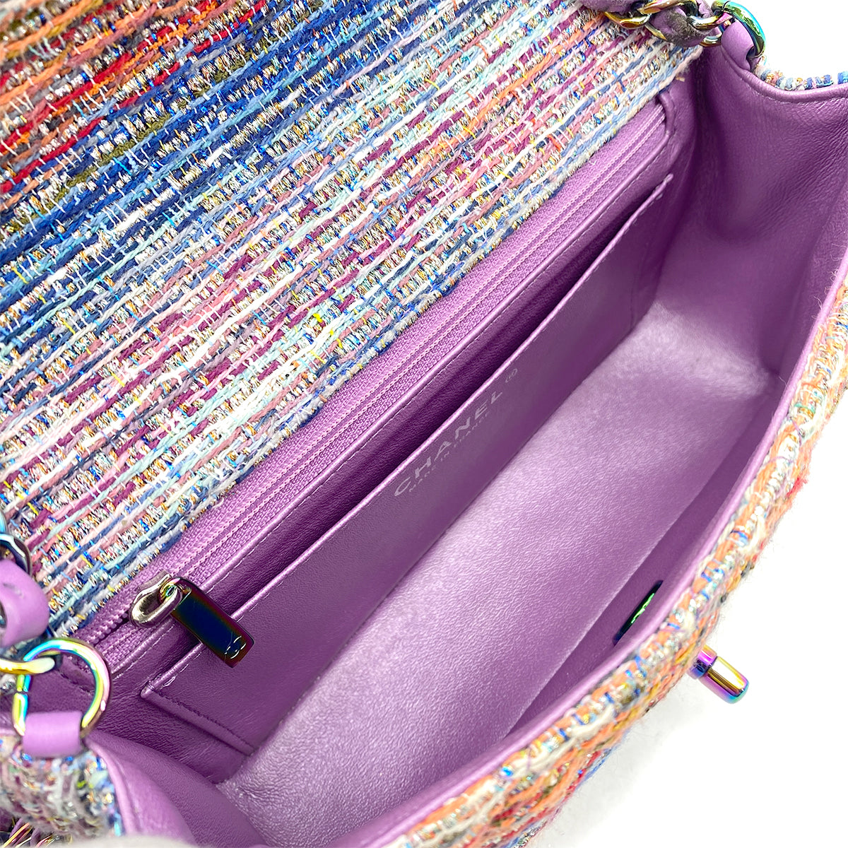 CHANEL MATELASSE CHAIN SHOULDER BAG MULTICOLOR TWEED 90265323