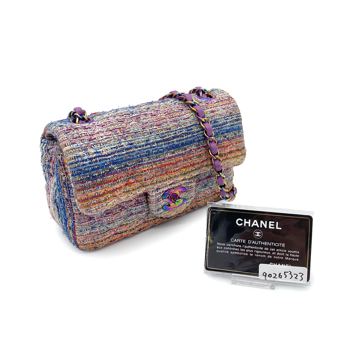 CHANEL MATELASSE CHAIN SHOULDER BAG MULTICOLOR TWEED 90265323