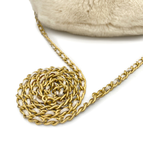 CHANEL VINTAGE COCOMARK ARM WARMER CHAIN SHOULDER BAG WHITE FUR 90265326