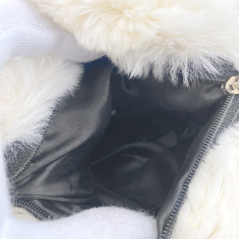 CHANEL VINTAGE COCOMARK ARM WARMER CHAIN SHOULDER BAG WHITE FUR 90265326
