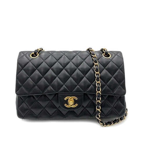 CHANEL VINTAGE CLASSIC FLAP MEDIUM CHAIN SHOULDER BAG BLACK LAMB SKIN 90265327 - PURPOSE